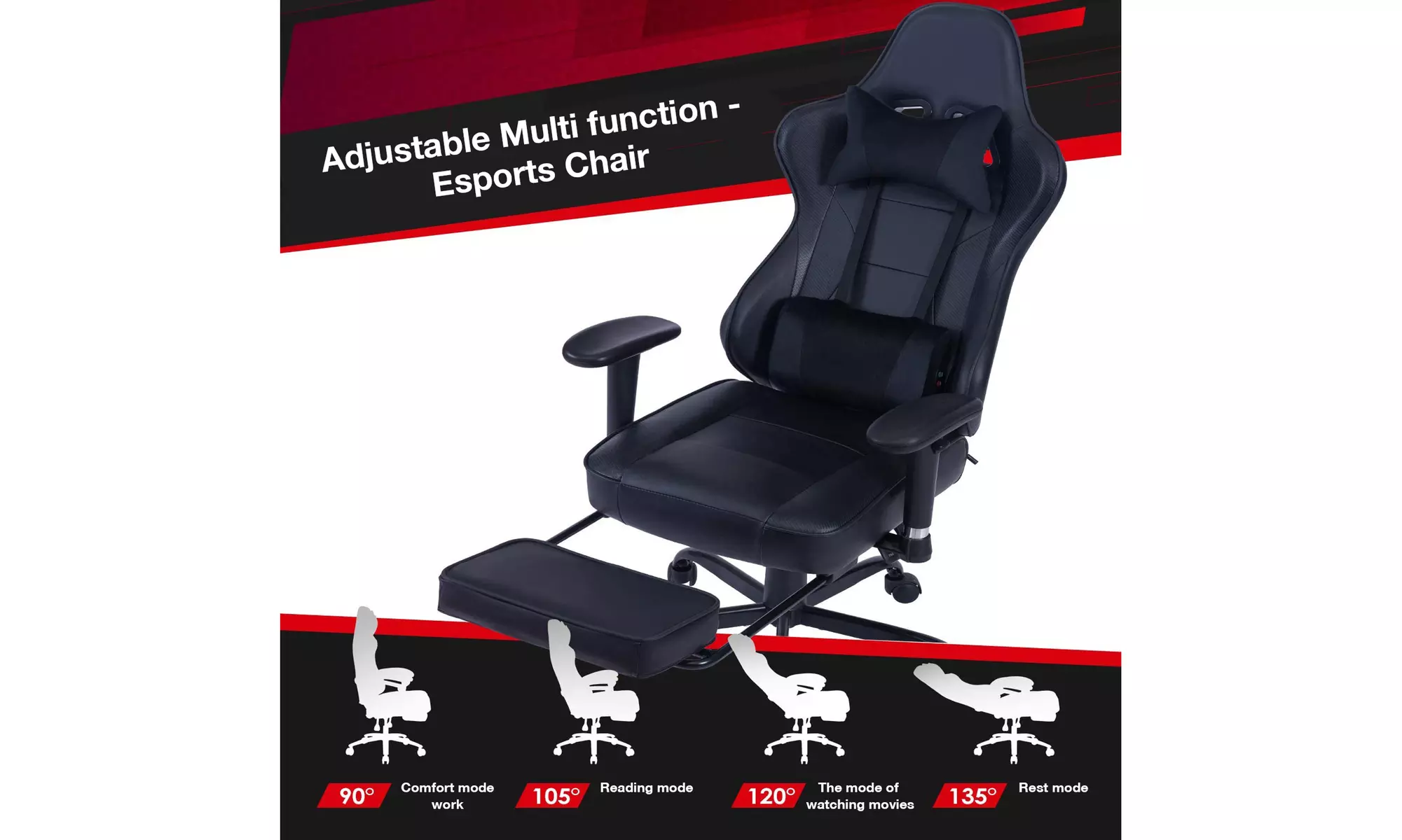 Heavy Duty High Back Gaming Chair with Footrest and Massage Function