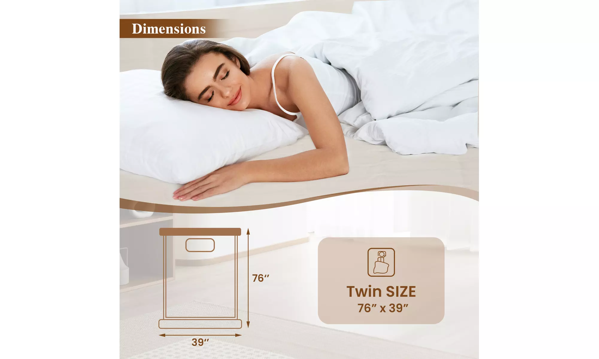 Costway Machine Washable Electric Bed Warmer W/ Overheat Protection