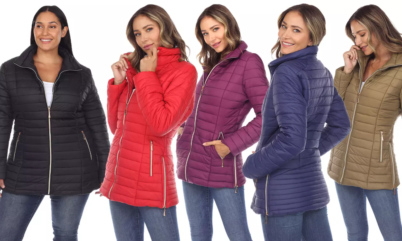 White Mark Women's Warm Winter Puffer Coat. Plus Sizes Available - Primary Image