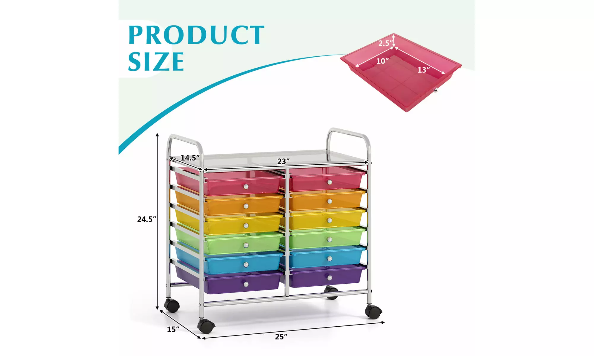 Costway 12 Drawers Rolling Cart Storage Scrapbook Paper Studio Organizer Bins
