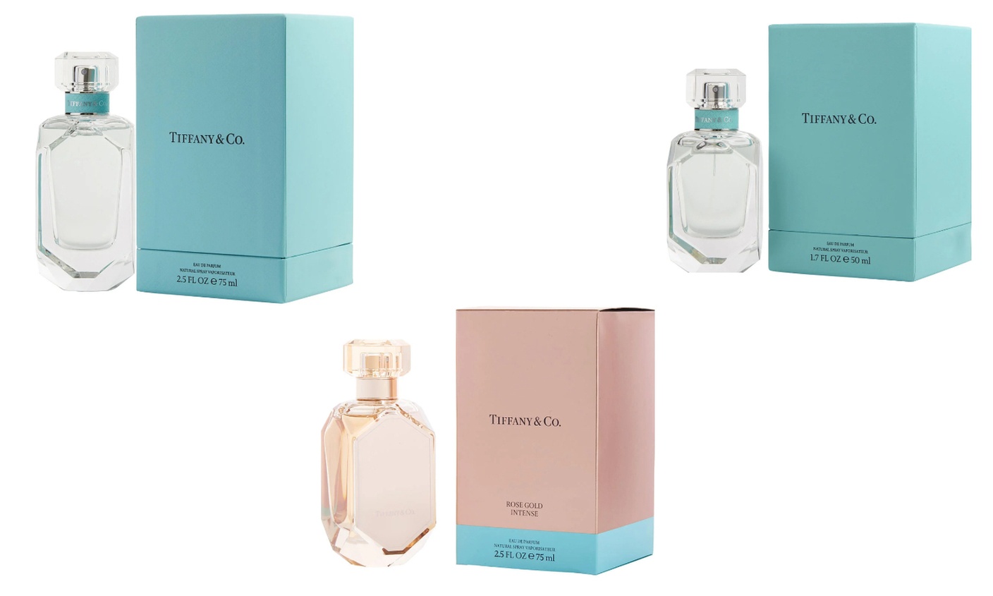 Tiffany & Co. EDP 1.7 , 2.5 Fl. Oz and Rose Gold Intense EDP 2.5 FL.oz for Women
