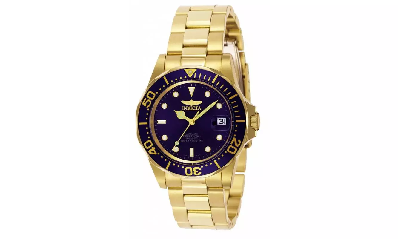 Invicta 8930 Men's Automatic Diver Blue Dial Gold Tone Steel Bracelet Watch - Primary Image