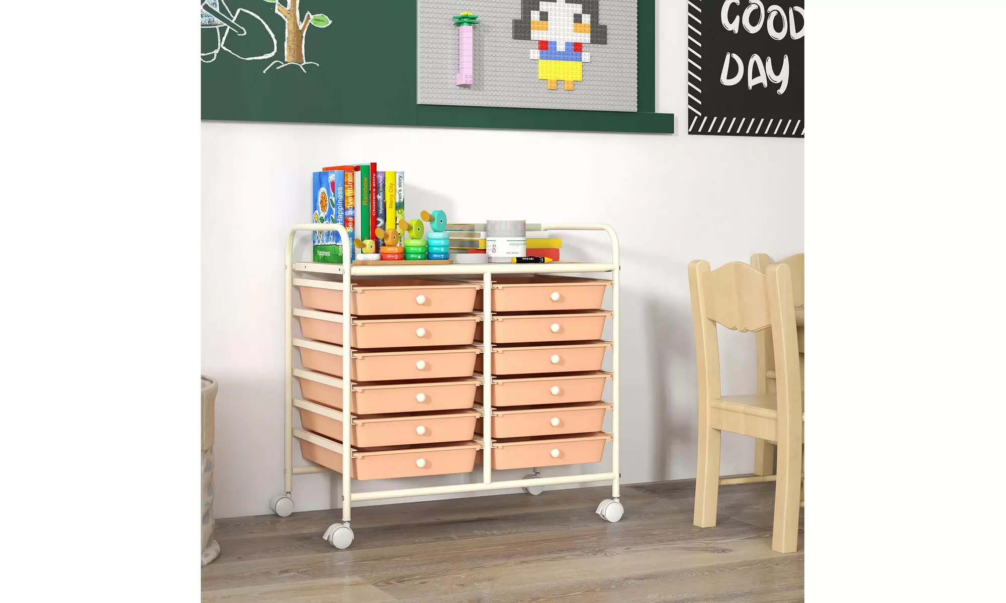 Costway 12 Drawers Rolling Cart Storage Scrapbook Paper Studio Organizer Bins
