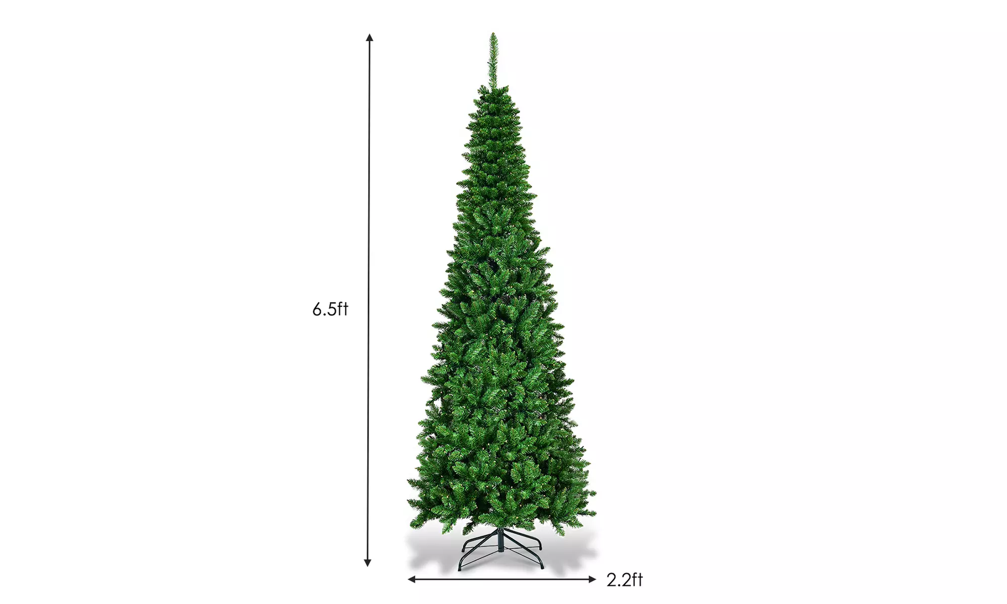 Costway 6.5ft Pre-Lit Hinged Artificial Pencil Christmas Tree with 250  Lights