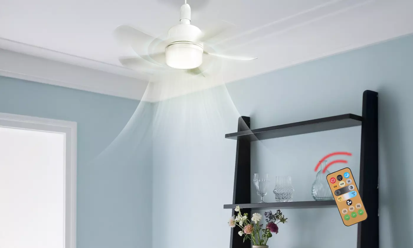 iMounTEK 2-in-1 Socket Ceiling Fan Light with Remote, Dimmable LED & Timer