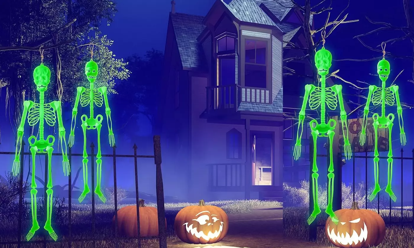 5ft Halloween Luminous Skeleton Full Body Glow-in-Dark Skeleton Hanging Decor