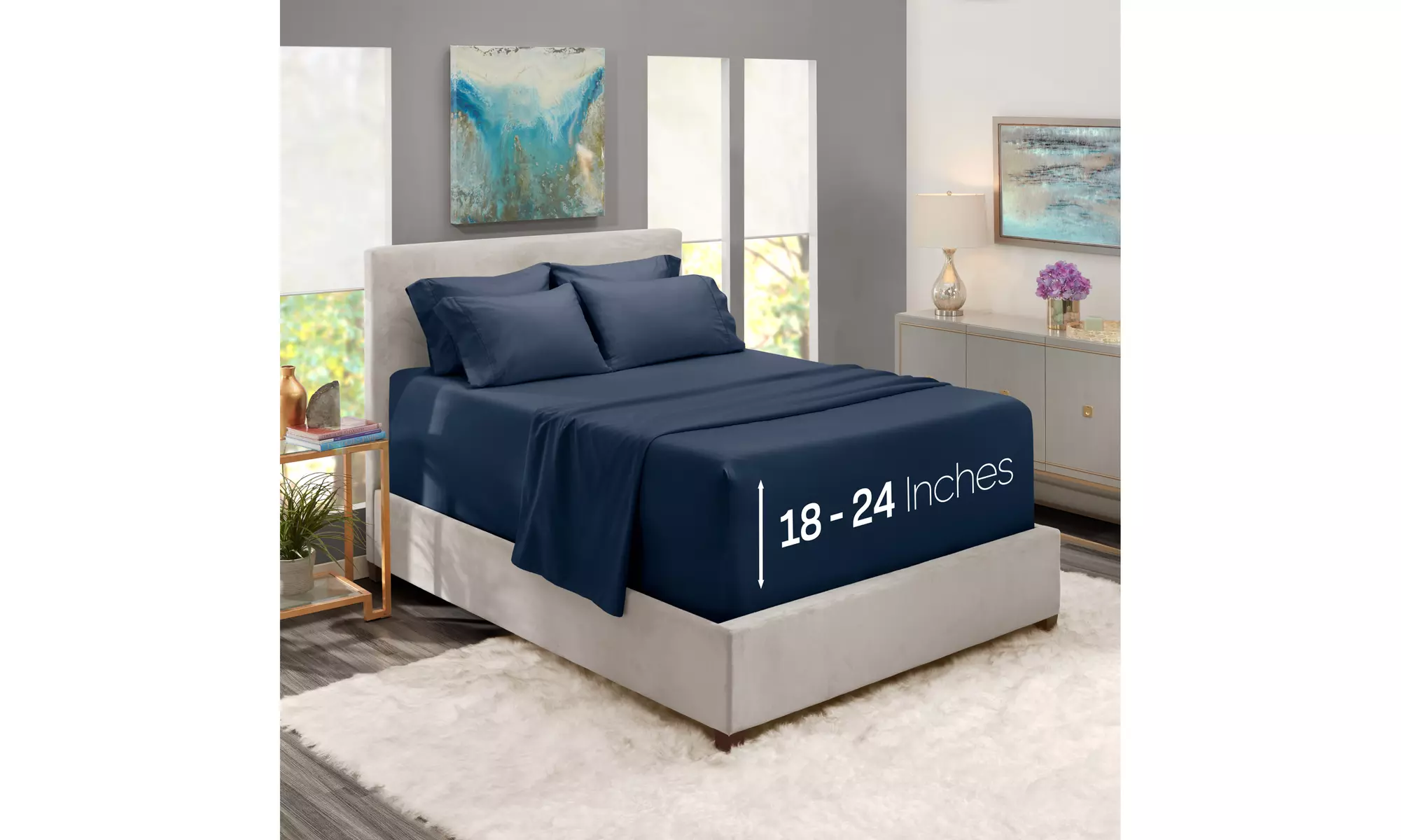 Nestl Extra Deep Pocket Sheets - 18-24 Inch Fitted Bed Sheet Set - 6 Piece