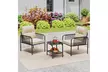 Costway 3-Piece Patio Bistro Set with Cushions and Tempered Glass Table - Second Medium