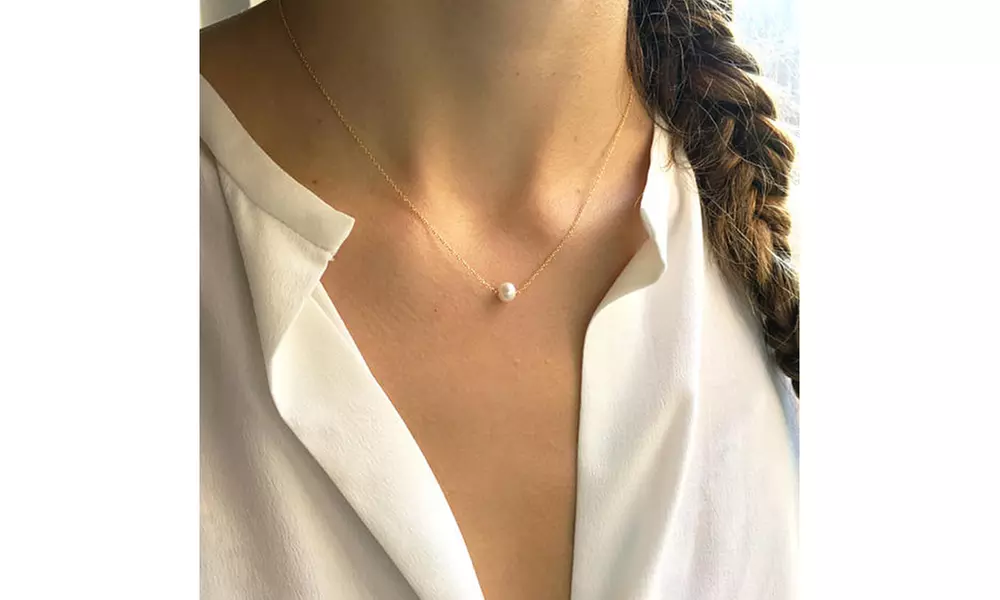 Solid 10K Gold Pearl Necklace by MUIBLU Gems