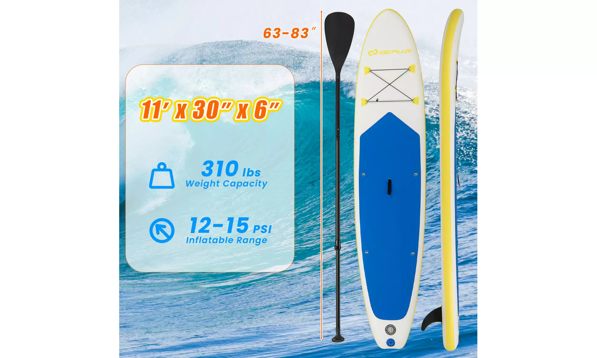 Goplus 11' Inflatable Stand Up Paddle Board whth Accessories Paddle Hand Pump