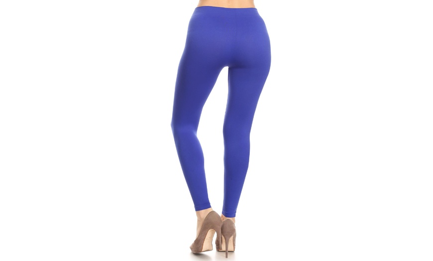 Image 55: Plus size,Solid Color Basic Soft Comfy Elastic Waistband High Waist Leggings