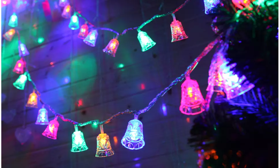 Christmas Jingle Bell Shaped LED String Lights (White or Multi-Color) - Second Medium