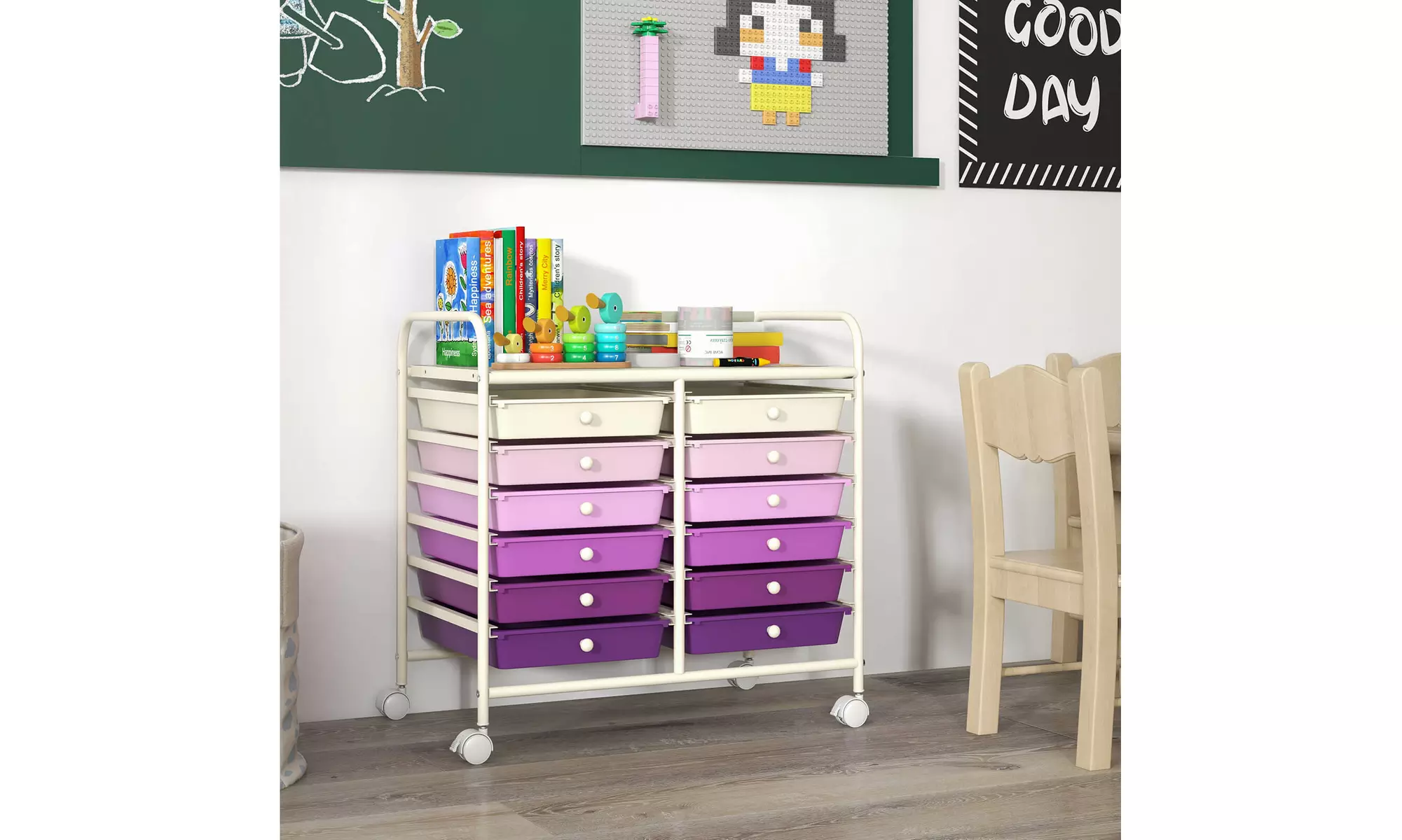Costway 12 Drawers Rolling Cart Storage Scrapbook Paper Studio Organizer Bins