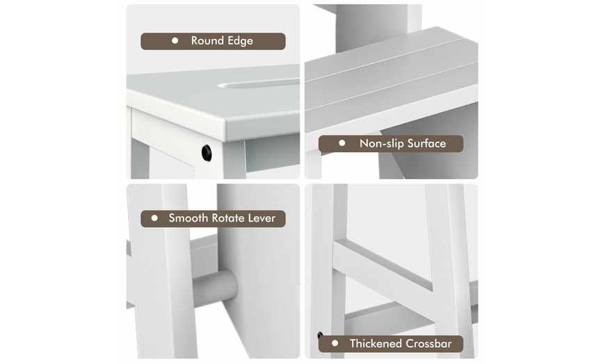 Image 28: Costway Three-Tier Multi-Functional Foldable Wooden Step Stool