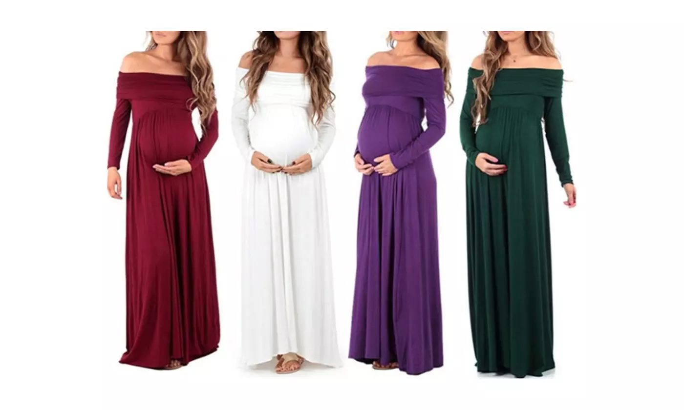 Womens Cowl Neck and Over The Shoulder Maternity Dress - Primary Image