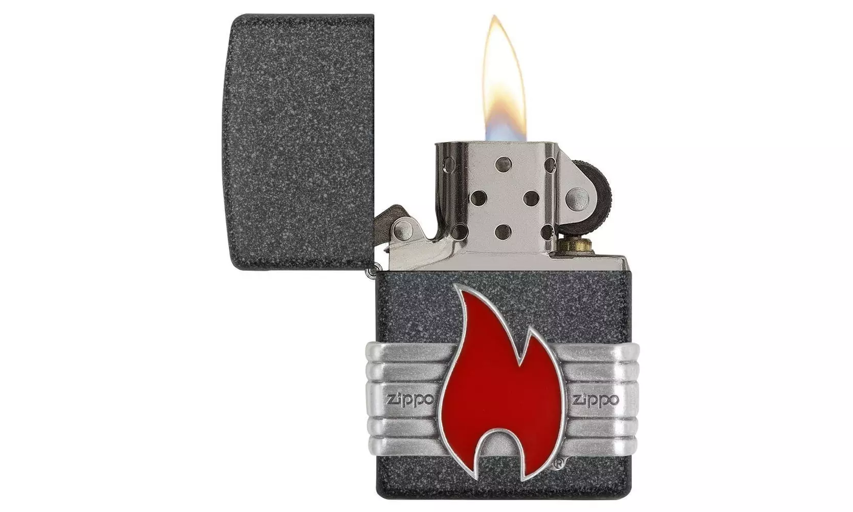 Zippo Red Vintage Wrap, Red Enamel Zippo Emblem, Windproof Lighter #29663 - Second Medium