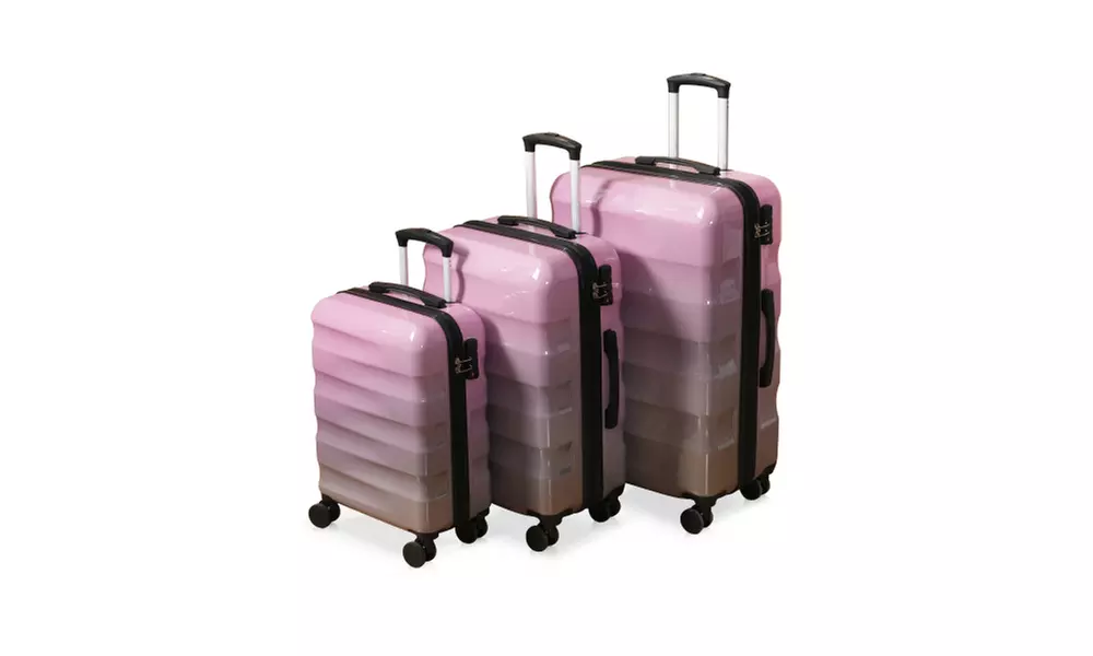 Three-Piece Expandable Hardshell Luggage Set - Gradient Color Suitcases