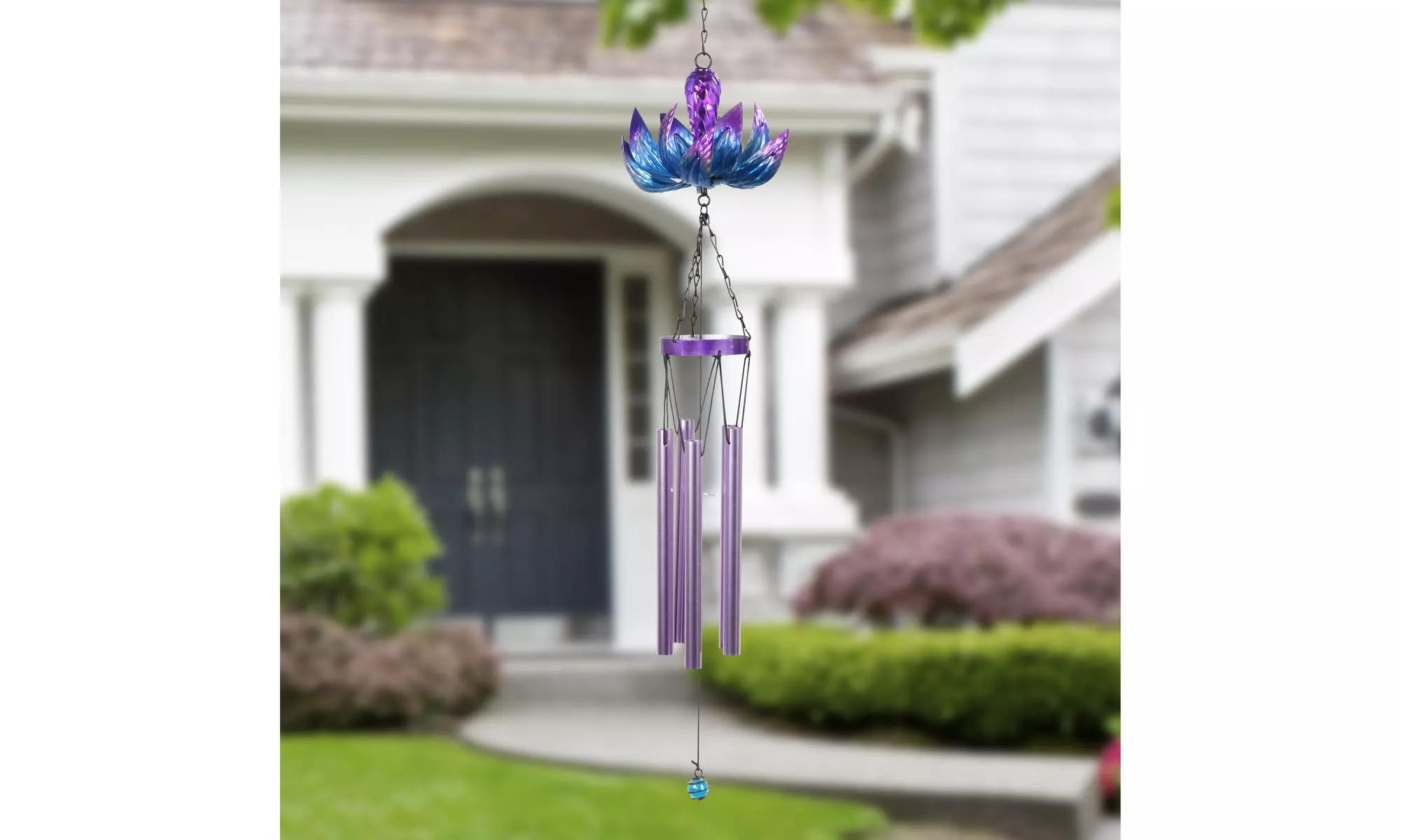 Exhart Spinning Metal Lotus Wind Chime, 8 by 39 Inches - Primary Image