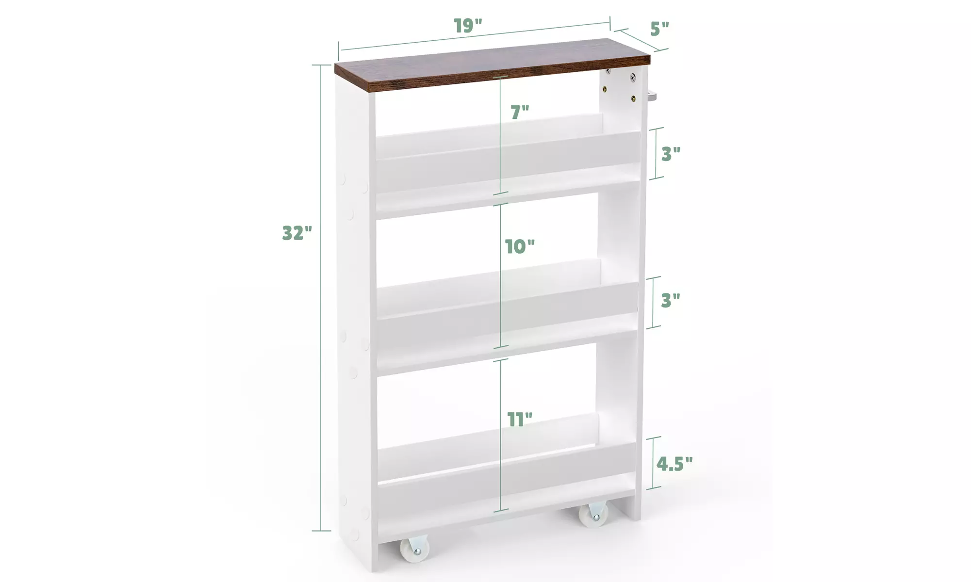Costway Rolling Kitchen Slim Storage Cart Mobile Shelving Organizer w/ Handle - Image 4