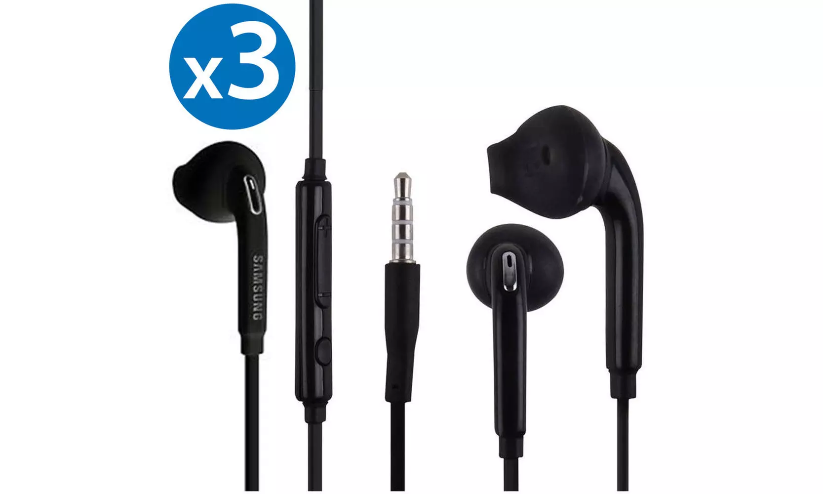 3x OEM Original Samsung Galaxy S6 S7 Edge S8 S9  Note 8 Headset Earphone Earbud - Primary Image