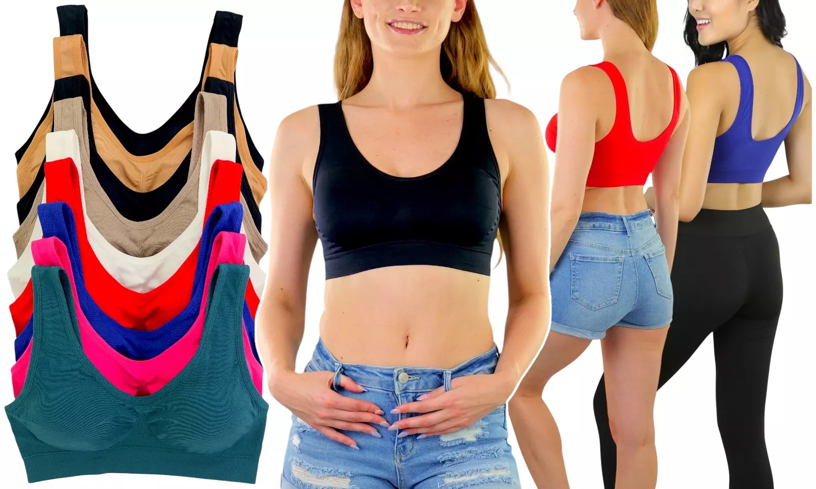 Lounge Love Women's Six-Pack Everyday Wireless Tank or Racerback Bras
