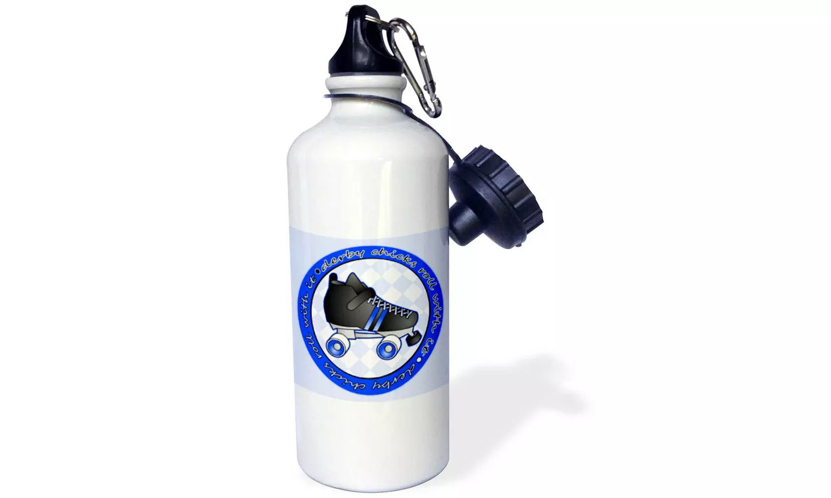 Water Bottle Derby Chicks Roll With It Blue with Black Roller Skate - Image 2
