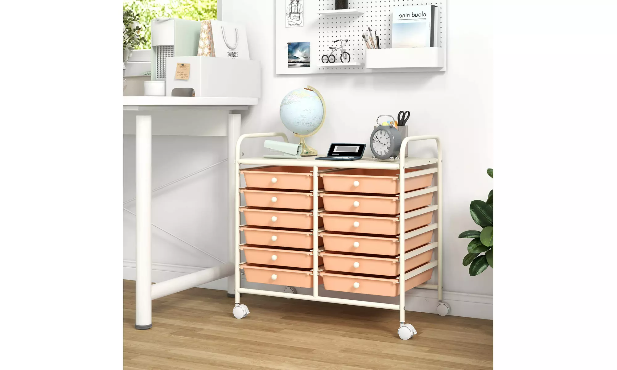 Costway 12 Drawers Rolling Cart Storage Scrapbook Paper Studio Organizer Bins