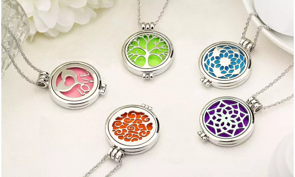 Glow-in-the-dark Essential Oil Diffuser Necklace with 10 Color Refill Pads - Primary Image