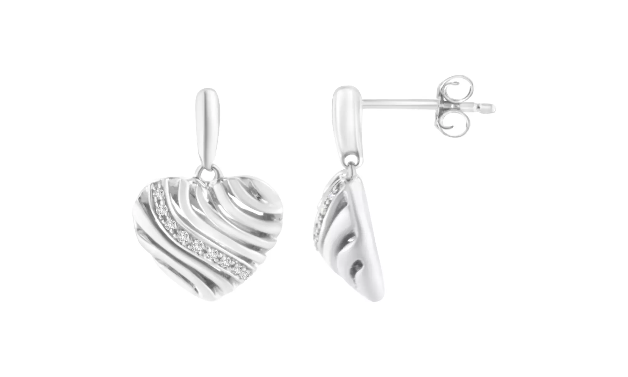 Silver & Genuine Diamond Heart Jewelry Set – Bracelet, Earrings & Pendant Necklace