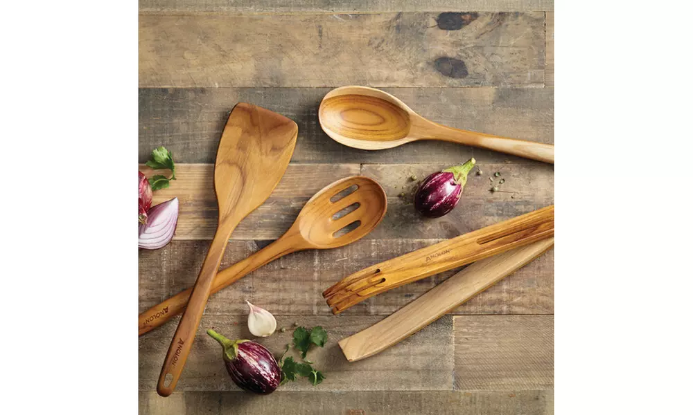 Anolon(r) Tools Teakwood Salad Tongs, 12-Inch - Second Medium