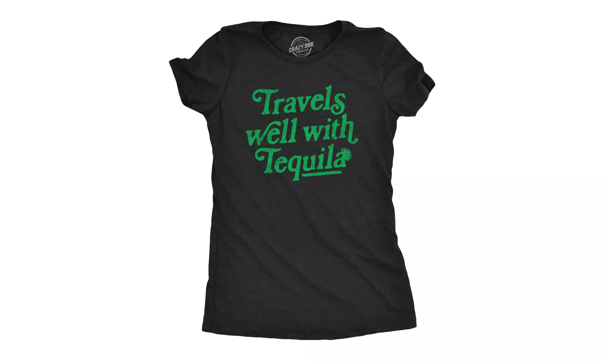 Womens Travels Well With Tequila Tshirt Funny Margarita Shots Party Graphic Tee - Primary Image