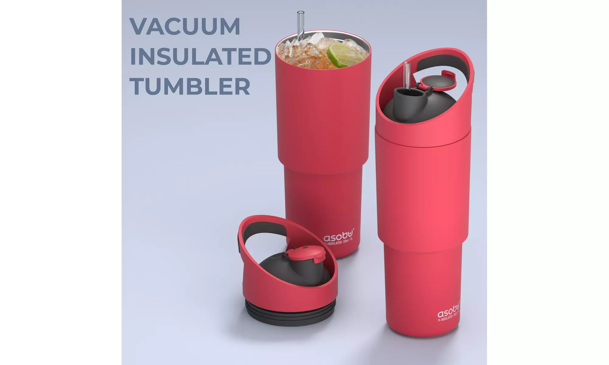 Asobu Cosmic Dual Spout Insulated 32oz Water Bottle Tumbler With Straw