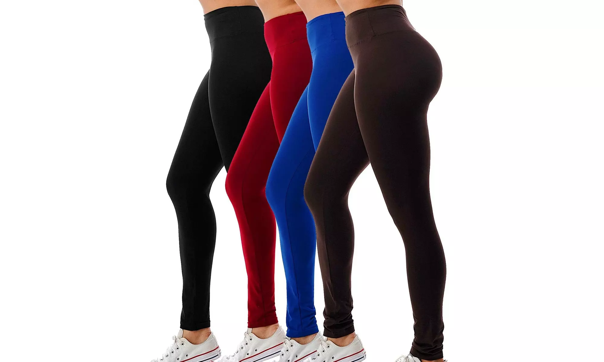 4 Pack Women's High Waisted Soft Leggings Size S-3XL