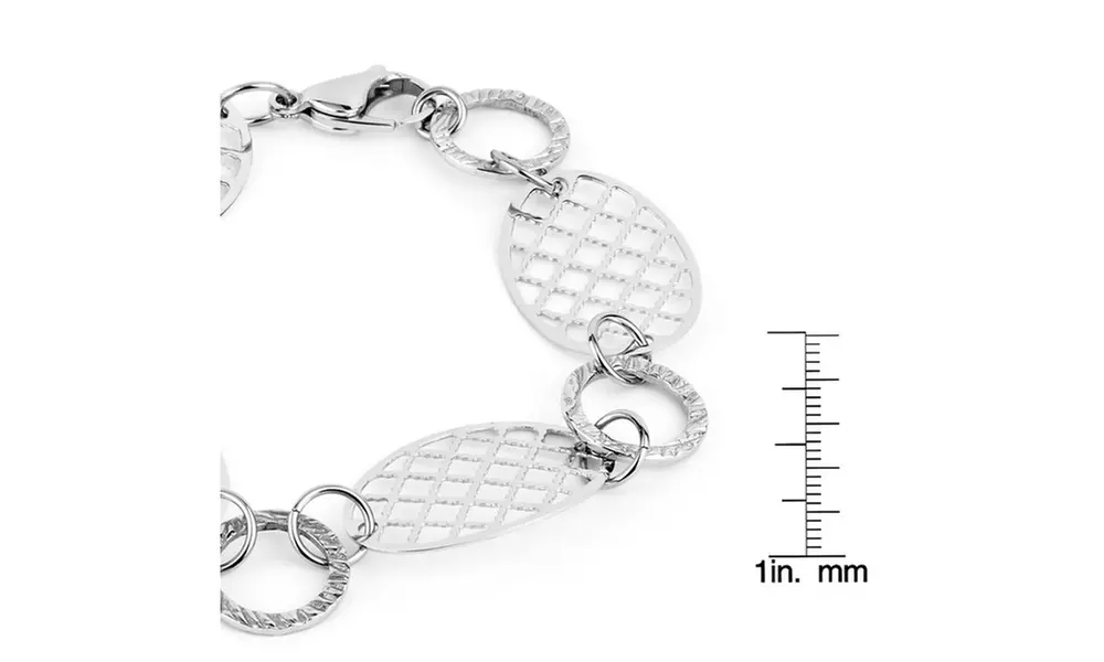 Stainless Steel Patterned Cut-out Discs Bracelet with Lobster Clasp - Second Medium