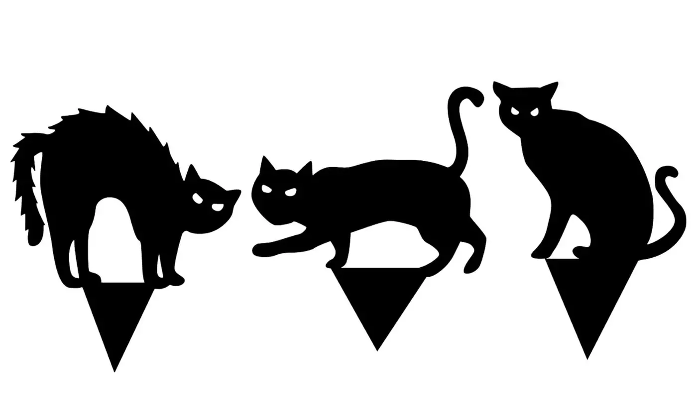 1/3Pcs Black Cat Silhouette Stakes Garden Yard Halloween Decor - Primary Image