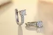 925 Sterling Silver Huggie Hoop Earrings with Crystal Pave - Second Medium