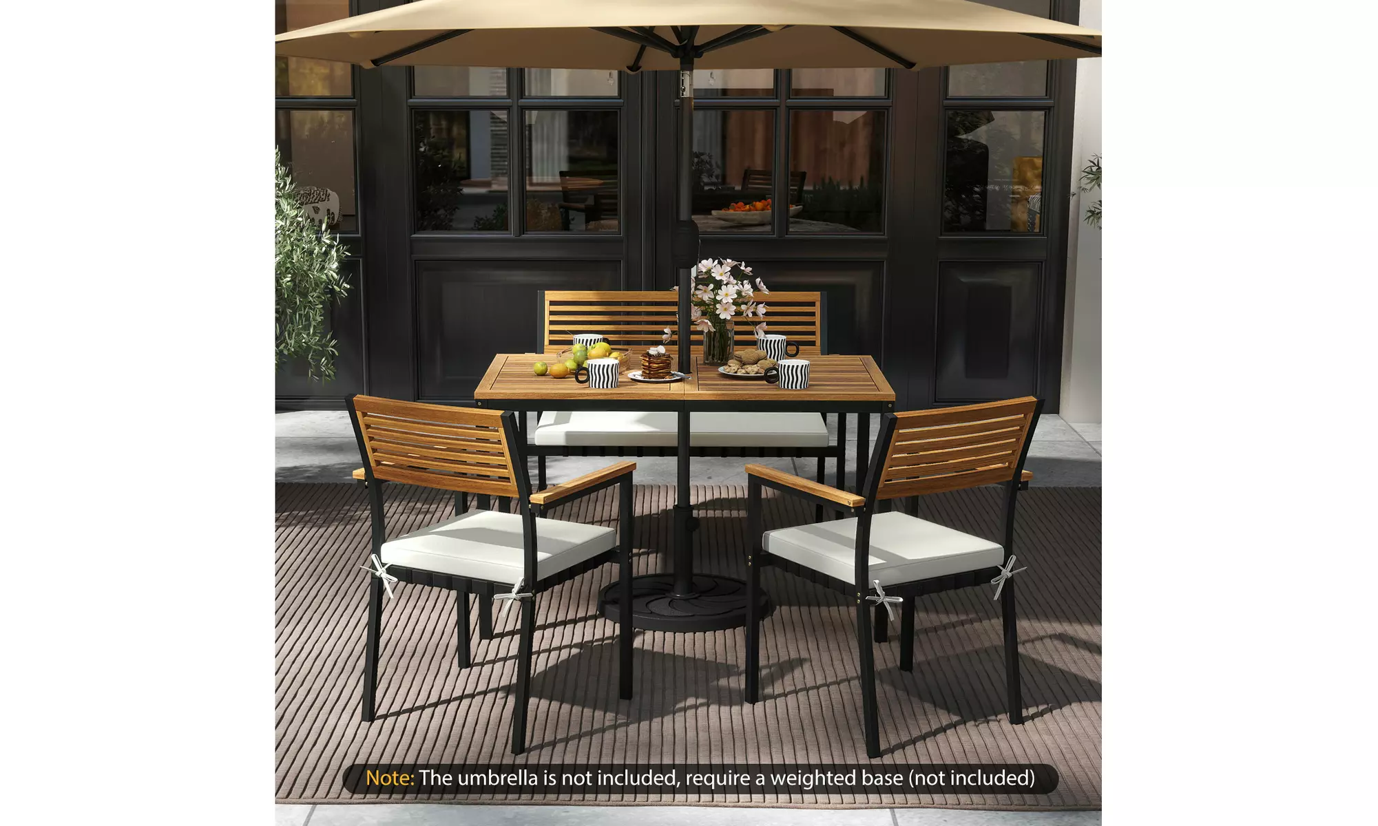Costway Four-Piece Patio Furniture Set with Acacia Wood & Metal Frame