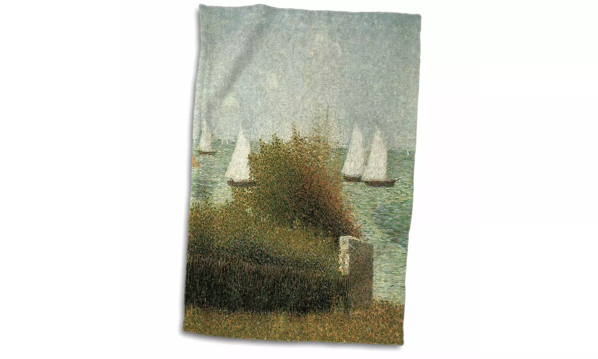  Towel - The Harbor at Grandcamp by Georges Seurat - 15 by 22-inches  - Second Medium