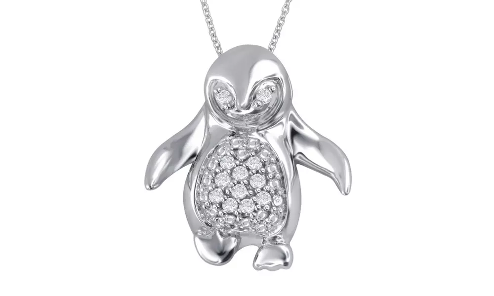 1/10 Cttw Diamond Penguin Pendant in Sterling Silver - KK14FB0001