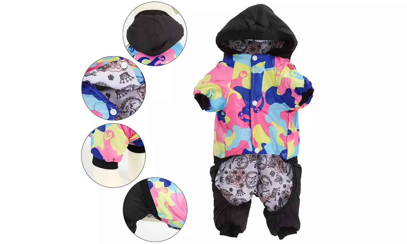 Waterproof Dog Raincoats with Hood Windproof Cozy Warm Cold Weather Jacket