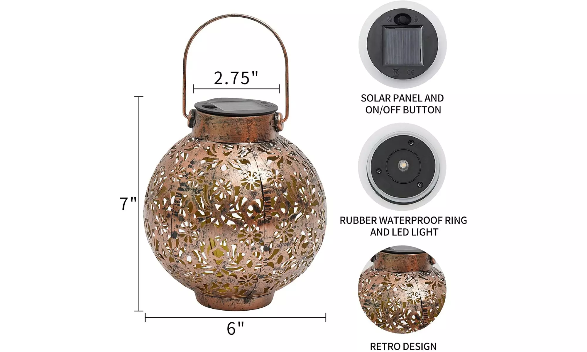 Solar Outdoor Lights Garden Lantern Retro Metal Outdoor Hanging Decorative Lamp