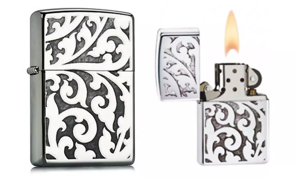 Zippo Filigree Lighter, Floral Pattern, High Polish Chrome #28530 - Second Medium