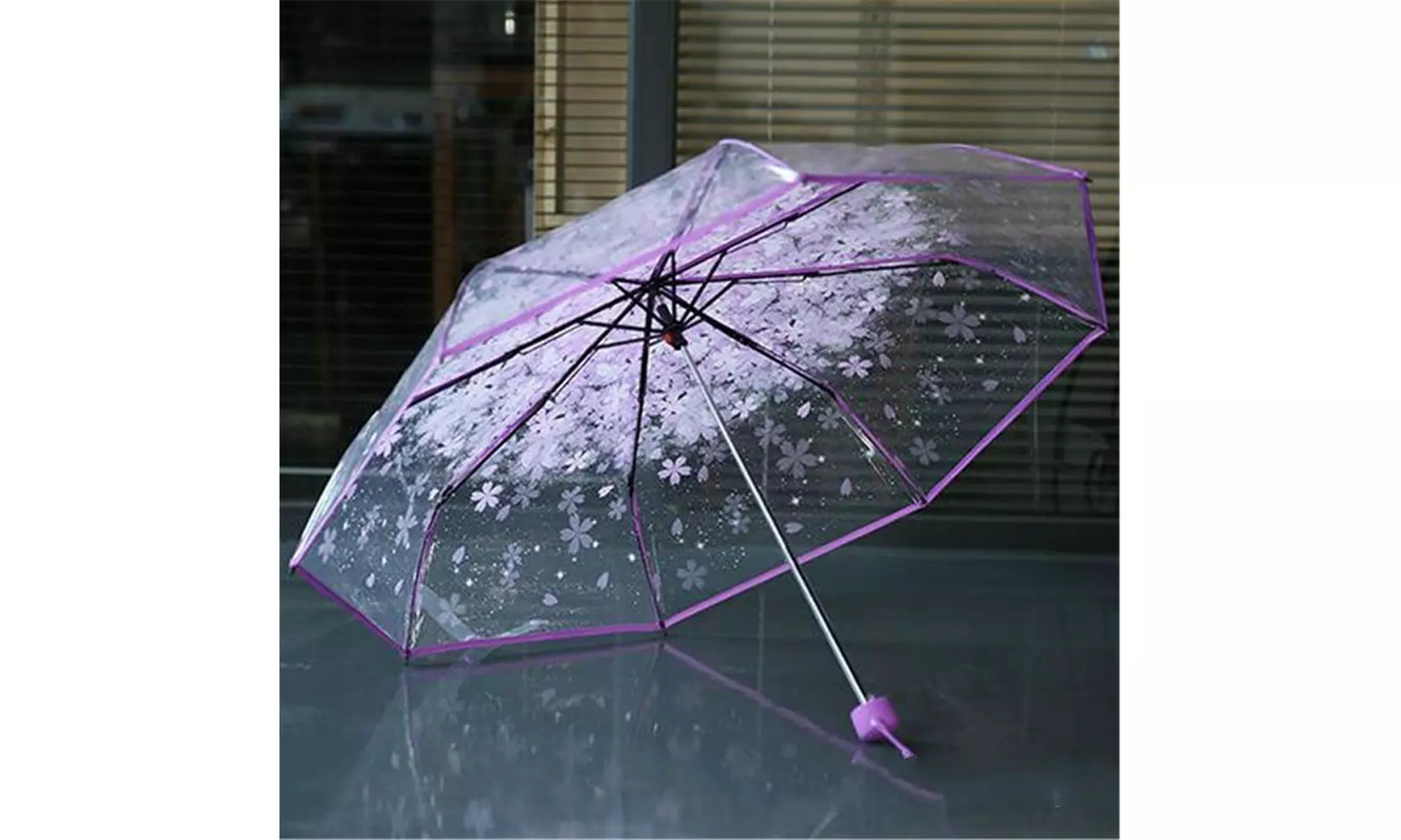 Transparent Clear Umbrella Cherry Blossom Mushroom Apollo Sakura 3 Fold Umbrella - Primary Image
