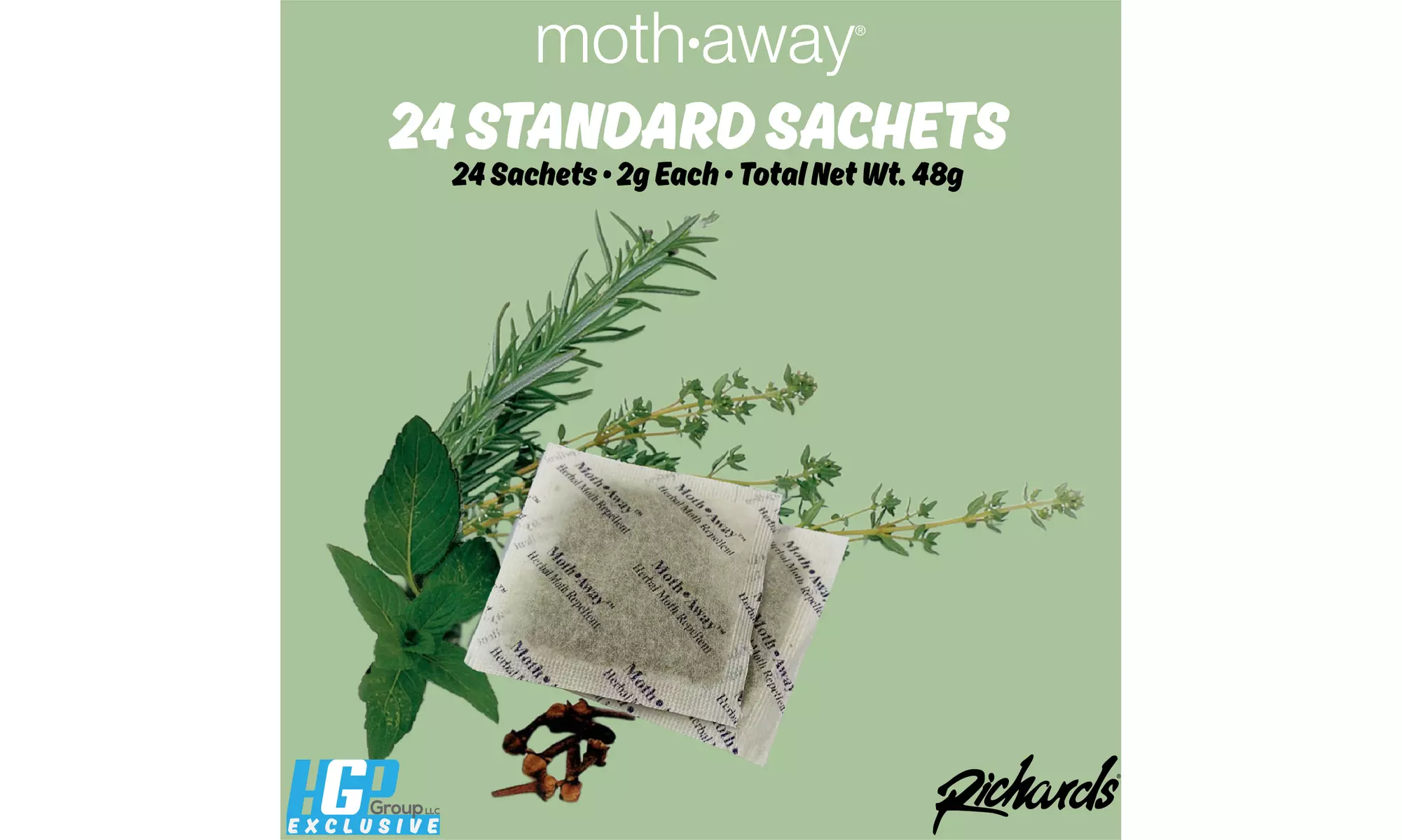 Moth Away All Natural Herbal Moth Repellent Sachets (Standard or Jumbo Sized)