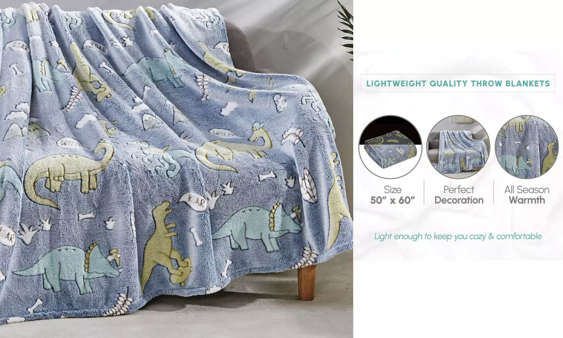 Glow-in-the-Dark 50" x 60" Throw Blankets
