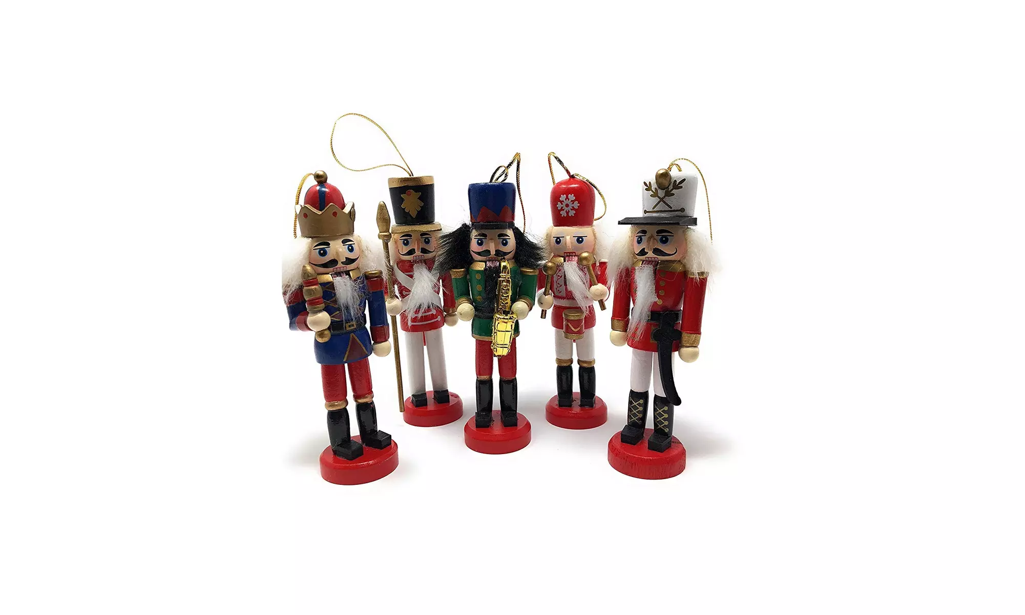 Christmas Nutcracker Soldiers - Wooden Nutcracker Ornament Set, Set of 5 - Primary Image