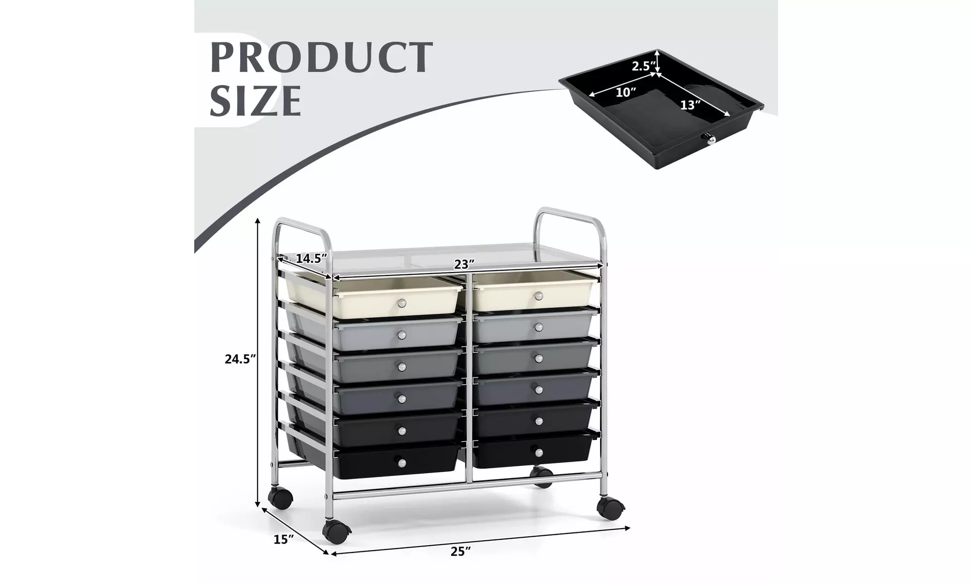 Costway 12 Drawers Rolling Cart Storage Scrapbook Paper Studio Organizer Bins