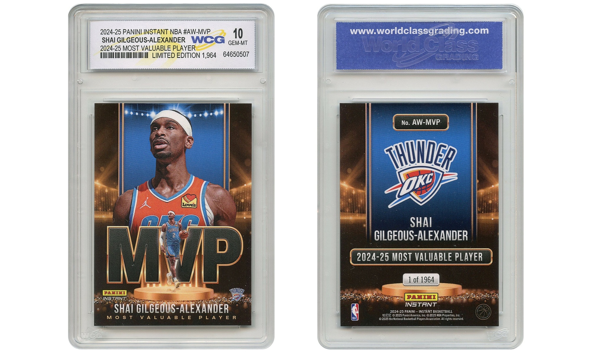 2024-25 Panini Shai Gilgeous-Alexander SGA - NBA MVP Card #AW-MVP - Gem-Mint 10