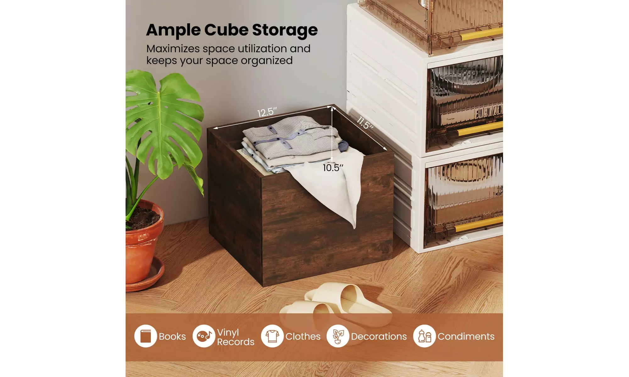 Costway Cube Storage Organizer Stackable Open Book Shelf for Small Space Storage