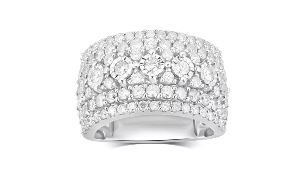 Sterling Silver Miracle Plate 2.25 cttw Diamond Anniversary Ring Fashion Jewelry - Second Medium